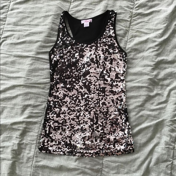 Lipstick Silver & Black Sequined Sleeveless Top - Picture 5 of 10